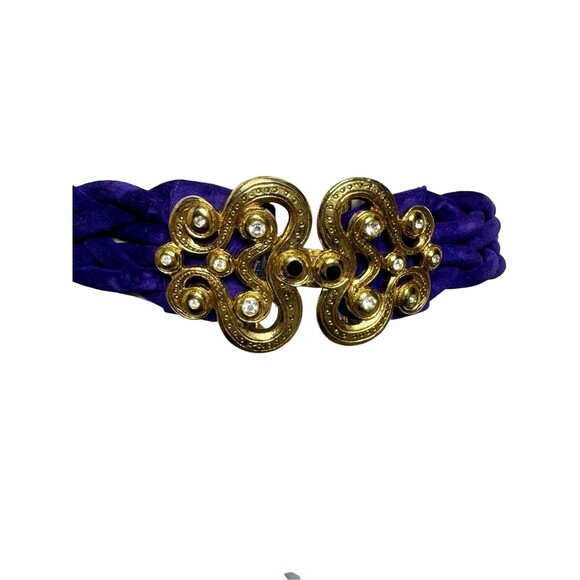 Emanuel Ungaro Parallele Paris Vintage 90\'s Purple Suede statement belt gold NWT main image 10